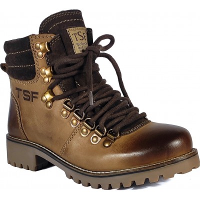 TSF L DIKE 06 BRN LETAHER FUR BOOT FOR WOMEN's (BRN) 